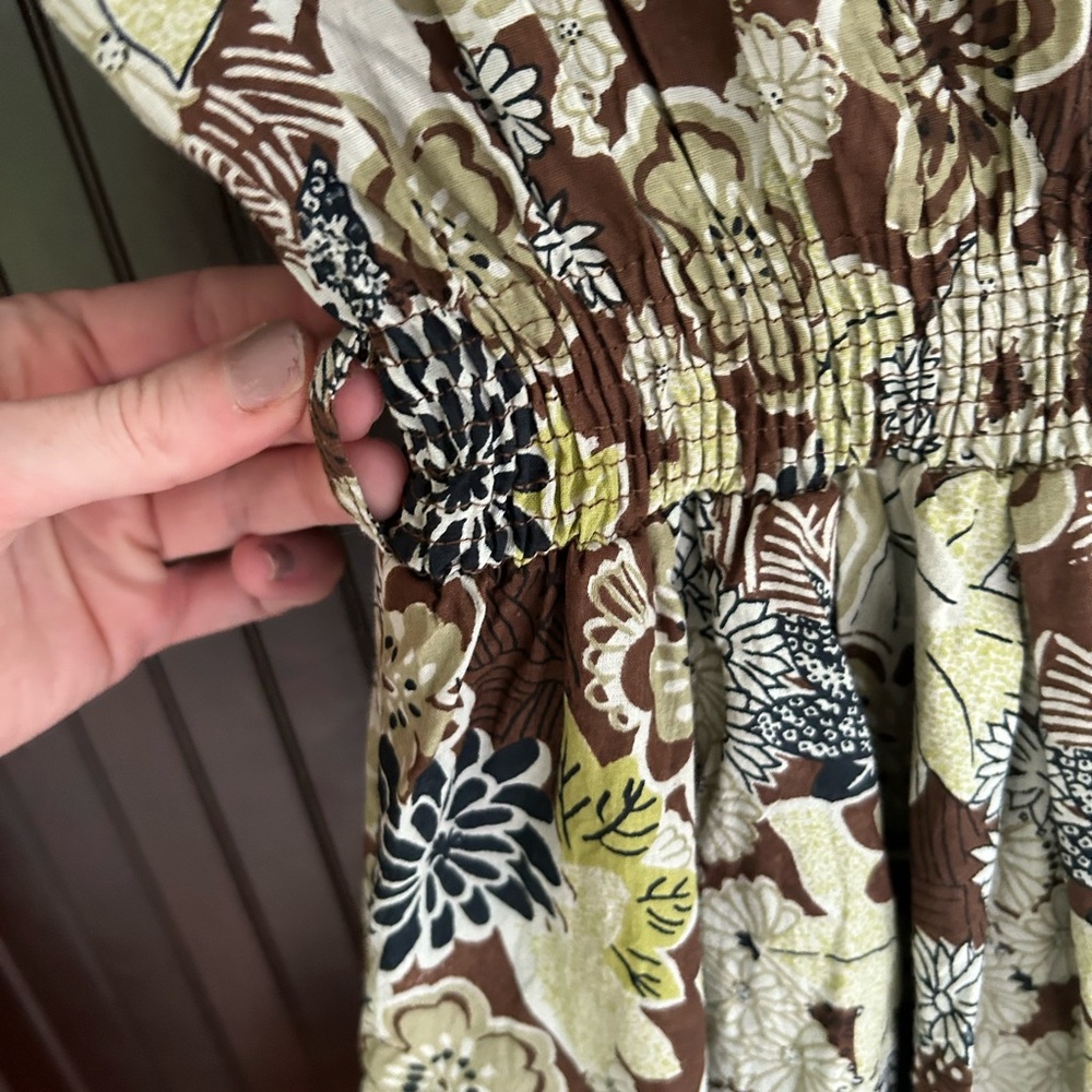Y2K MAGIC Babydoll Brown Floral Beaded Dress Fairy Grunge Retro Indie Boho Sz S - Picture 10 of 16